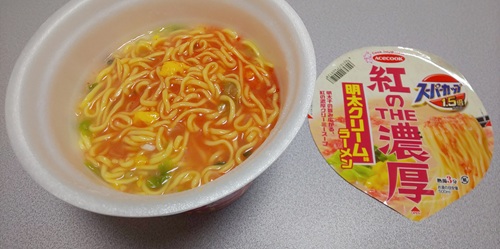 『スーパーカップ1.5倍 紅のTHE濃厚 明太クリーム味ラーメン』